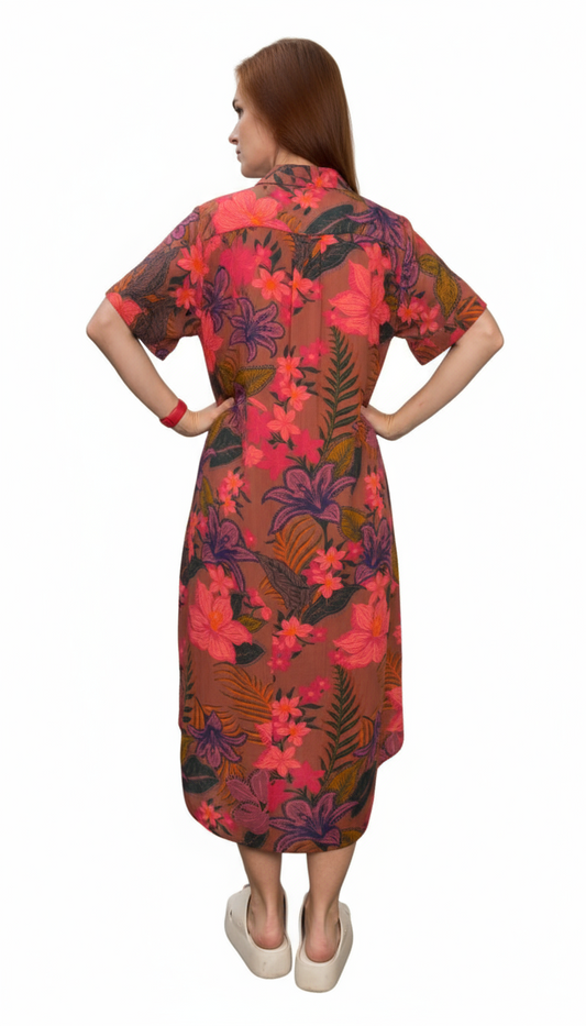 Chêmise em viscolinho liso com pregas nas costas