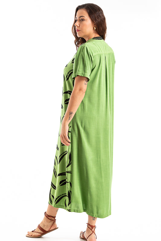 Chemise longa com um lado estampado e manga italiana