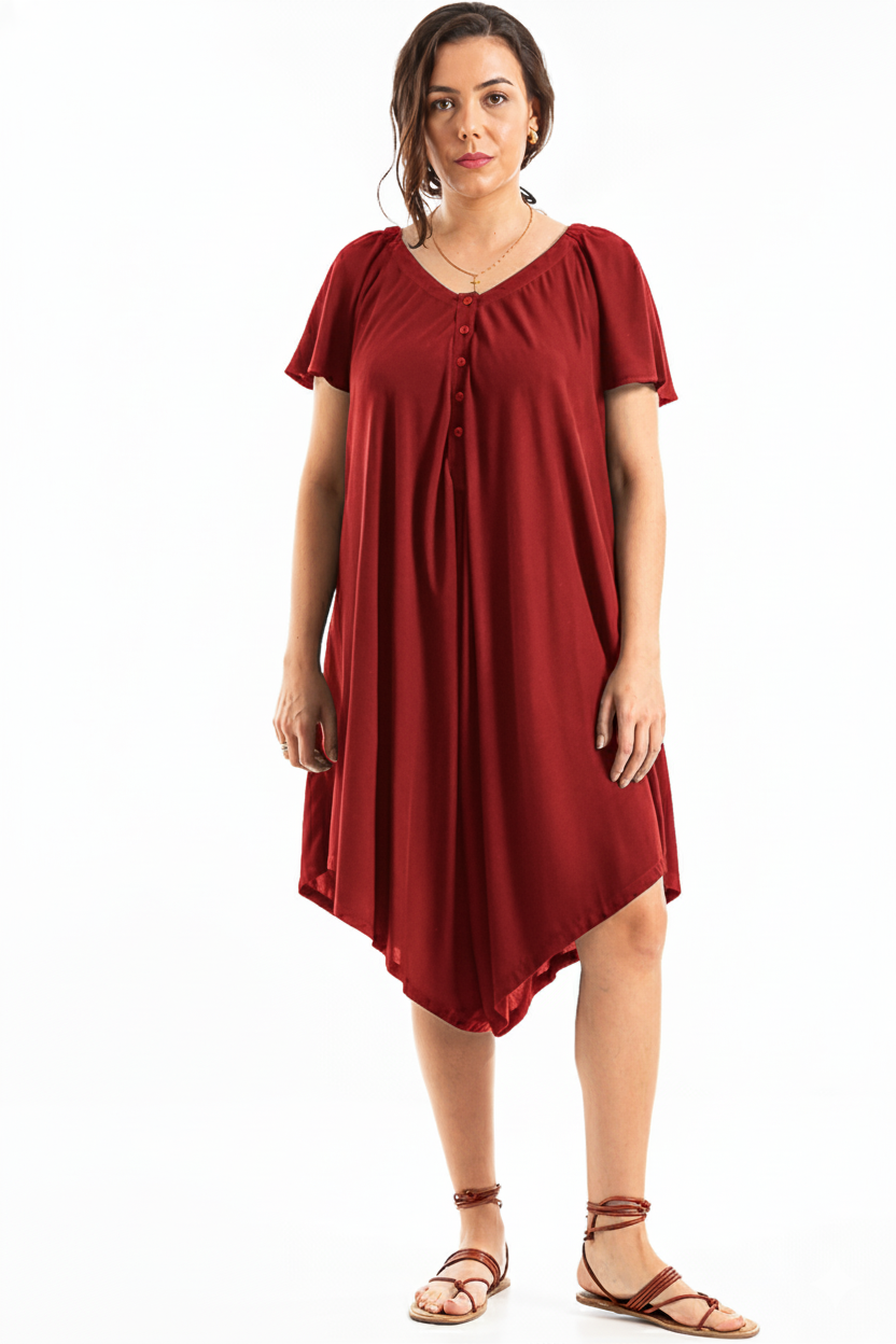 Macacão com pernas largas e abertura tipo polo