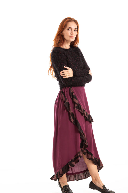 Blusa de lã preta com pelinhos