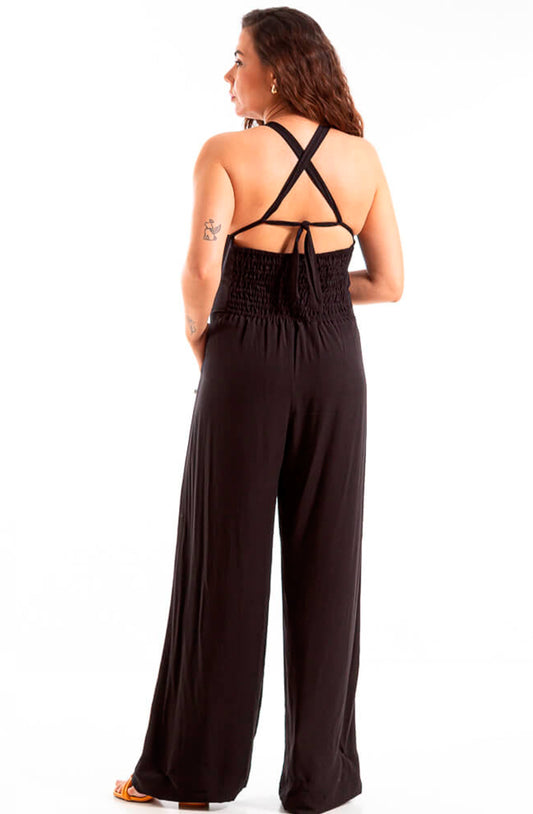 Macacao frente unica com amarração nas costas