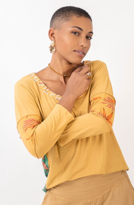 Camiseta com patchwork exclusiva de inverno