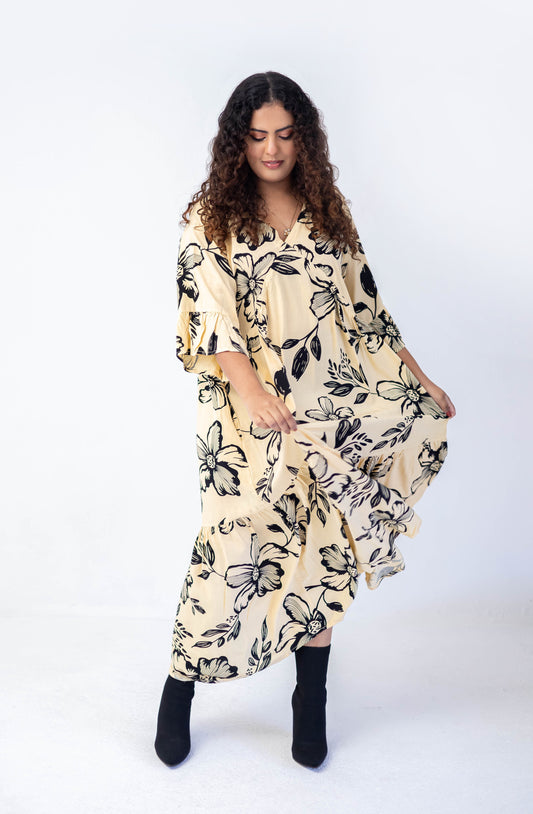 Vestido longo com decote V