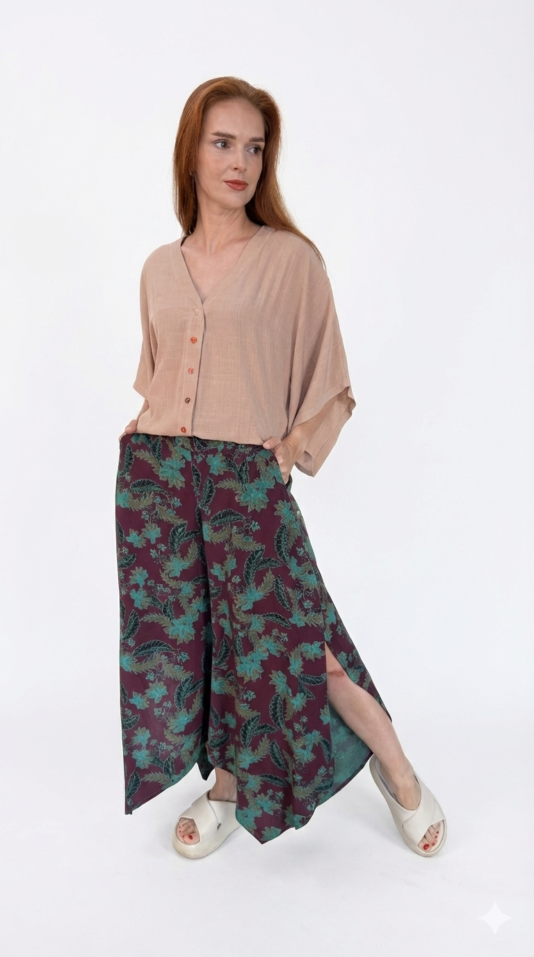 Calça pantacourt estampada