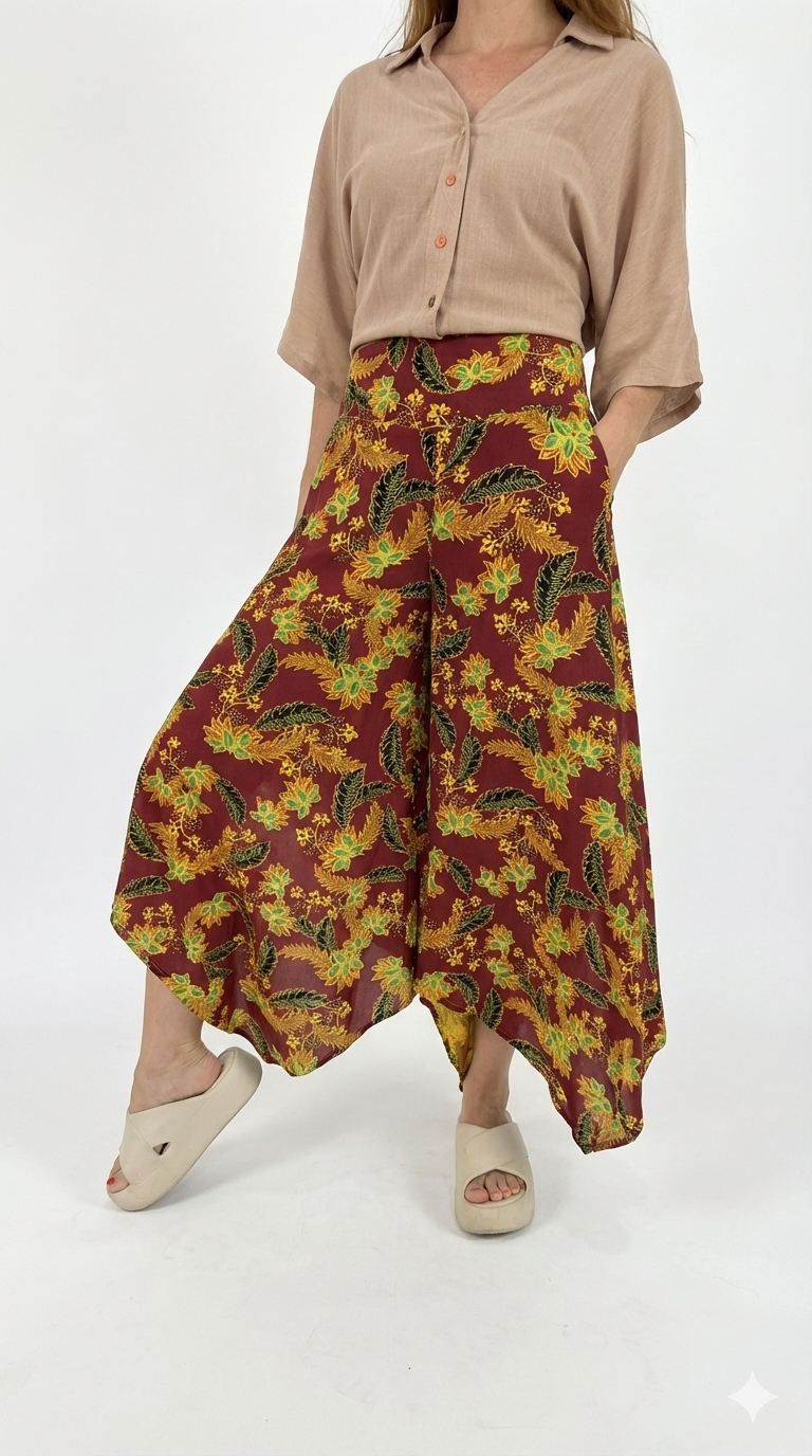 Calça pantacourt estampada