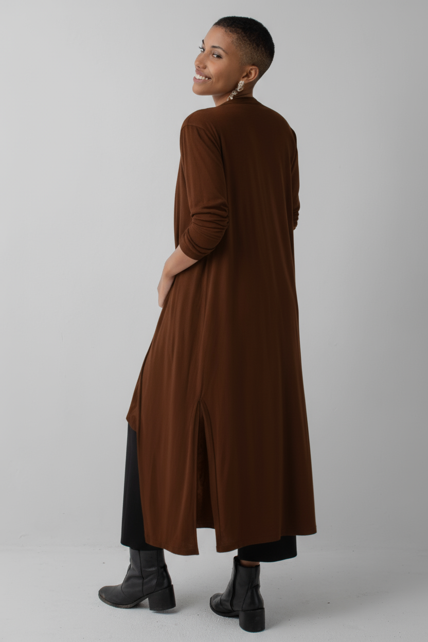 Cardigan com fendas laterais