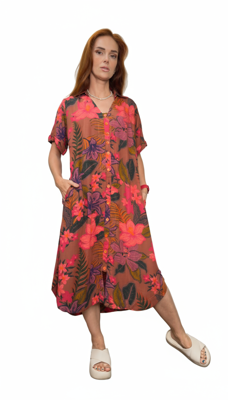 Chêmise em viscolinho liso com pregas nas costas