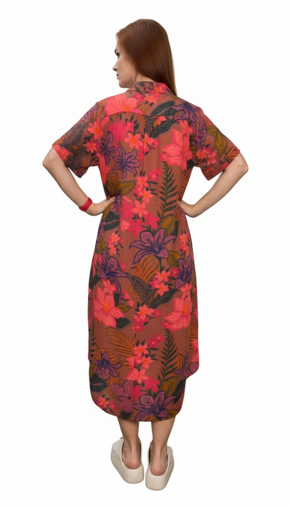 Chêmise em viscolinho liso com pregas nas costas