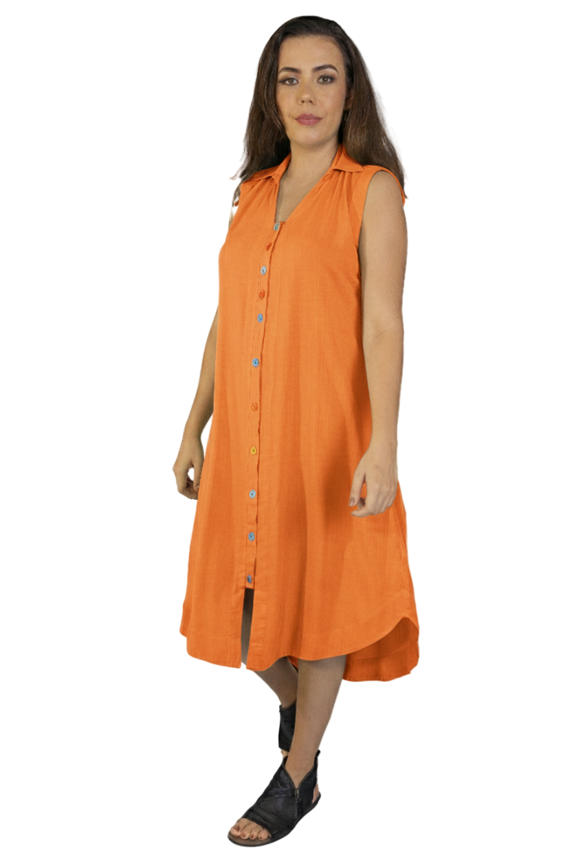 Chemise com botões coloridos e bolsos laterais