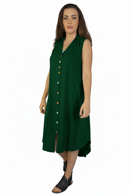 Chemise com botões coloridos e bolsos laterais