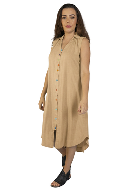 Chemise com botões coloridos e bolsos laterais