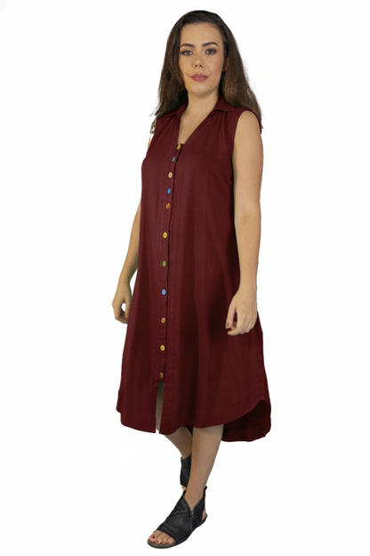 Chemise com botões coloridos e bolsos laterais