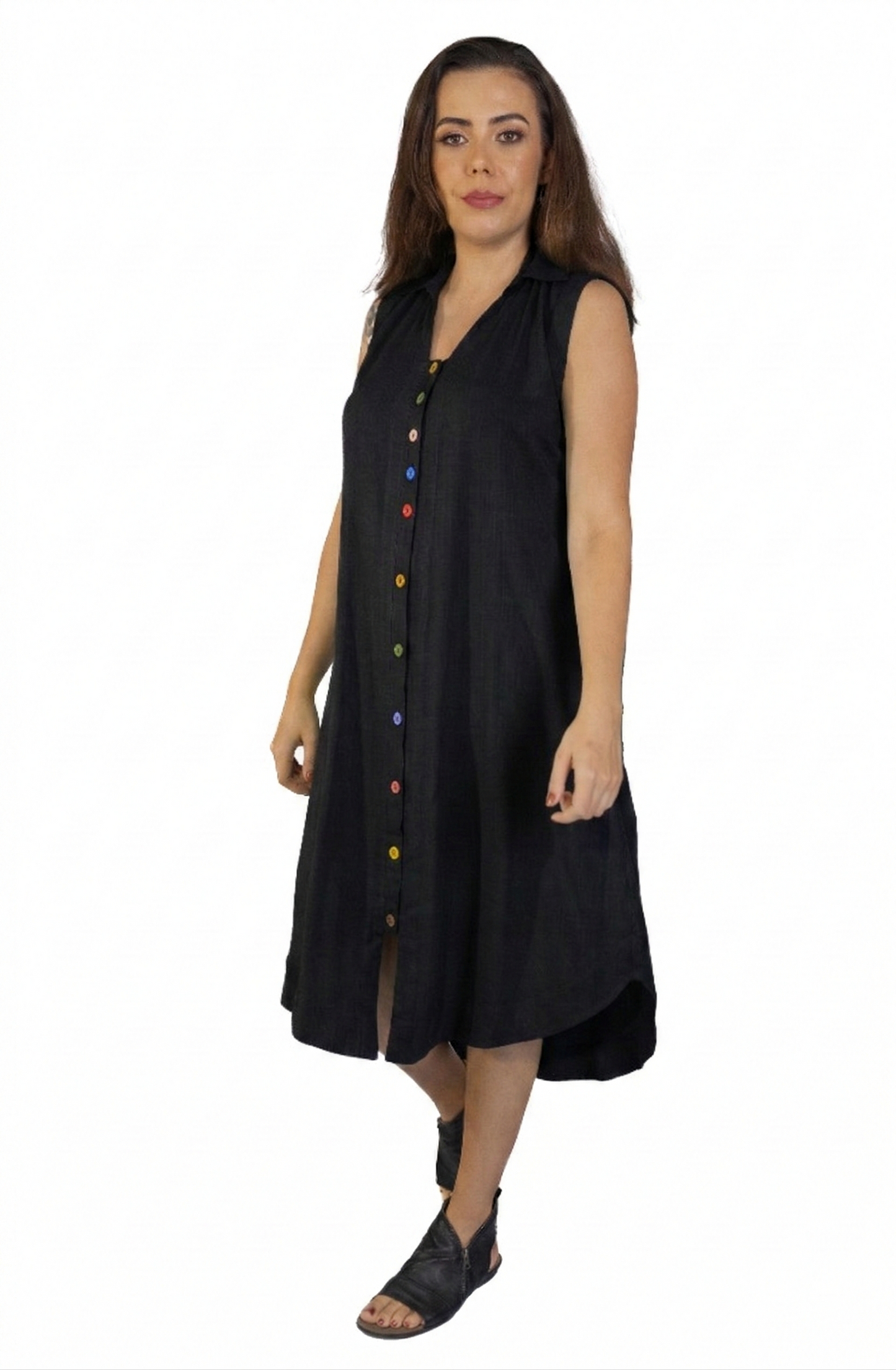 Chemise com botões coloridos e bolsos laterais