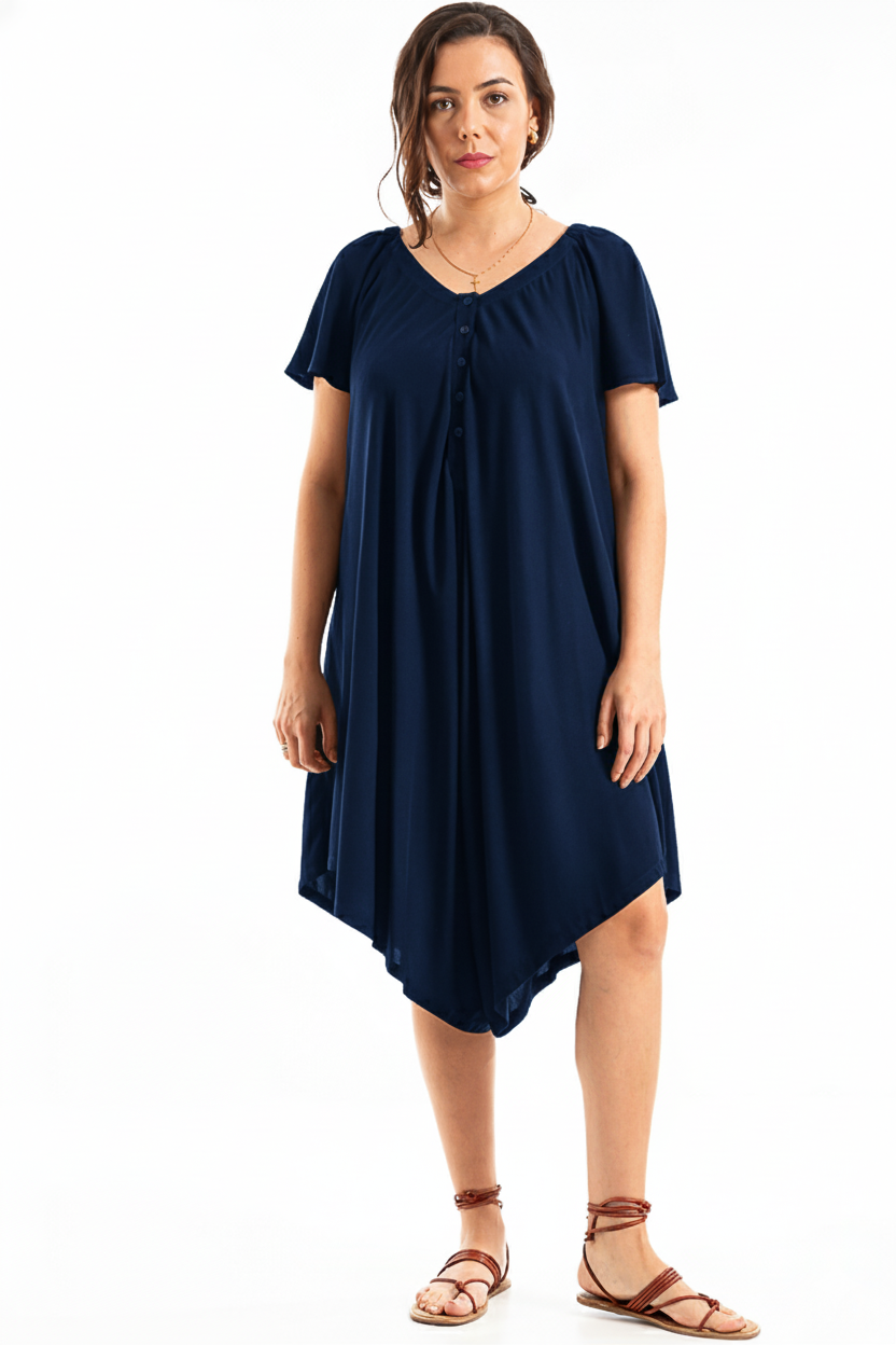 Macacão com pernas largas e abertura tipo polo