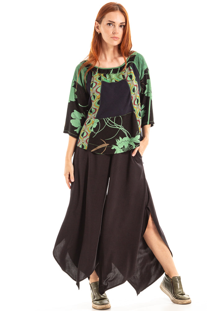 Blusa em patchwork com decote canoa