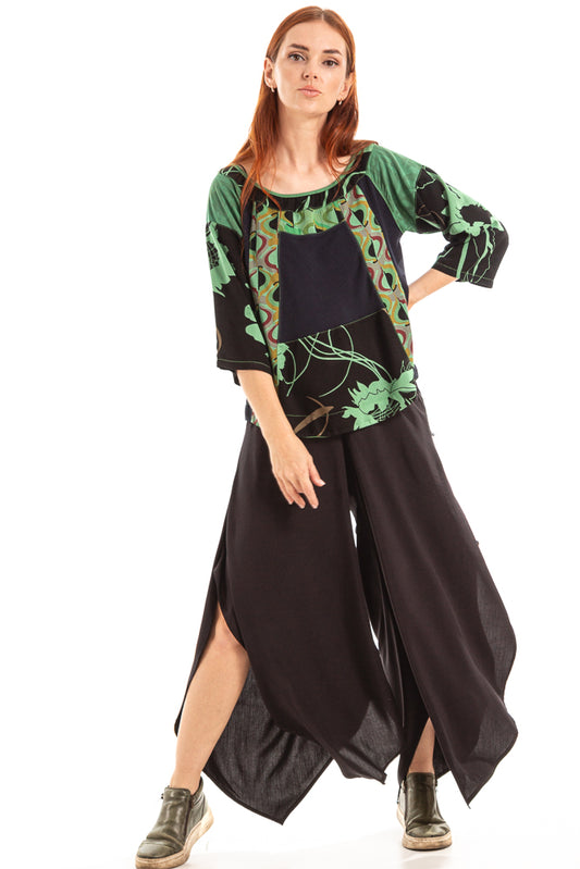 Calça tipo pantacourt com bolsos laterais