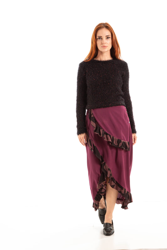 Blusa de lã preta com pelinhos