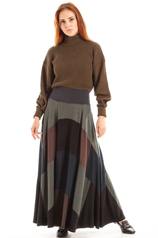 Blusa cropped de tricot com gola alta