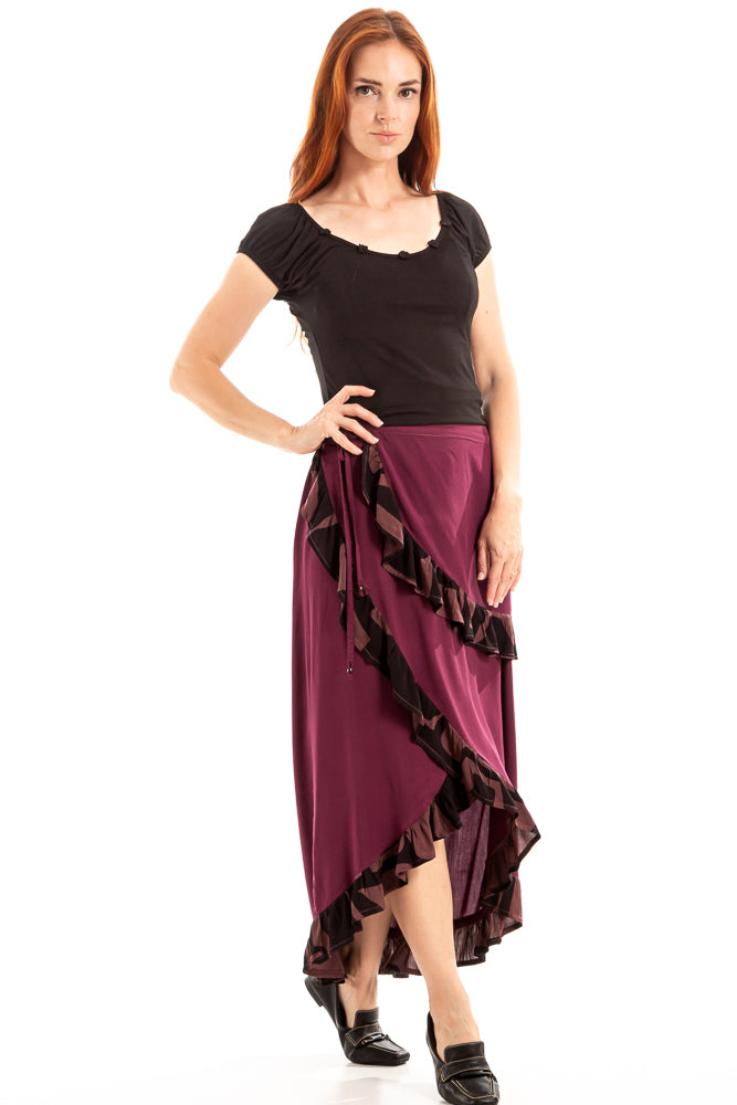 Saia transpassada com babado