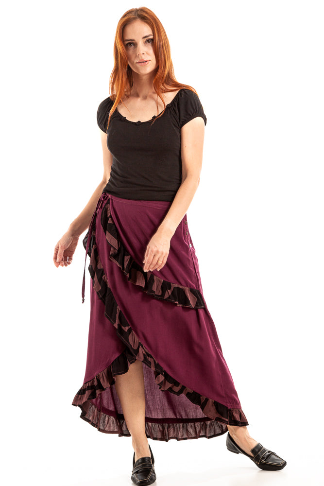 Saia transpassada com babado