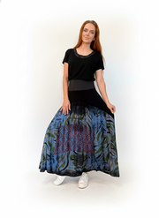 Saia patchwork em malha e cós em cotton