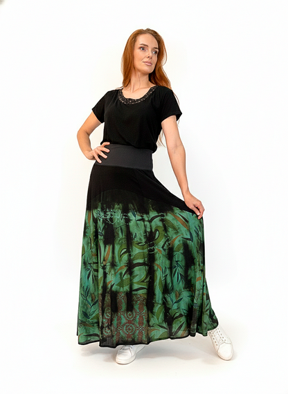 Saia patchwork em malha e cós em cotton