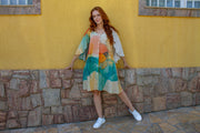 Vestido com mangas morcego
