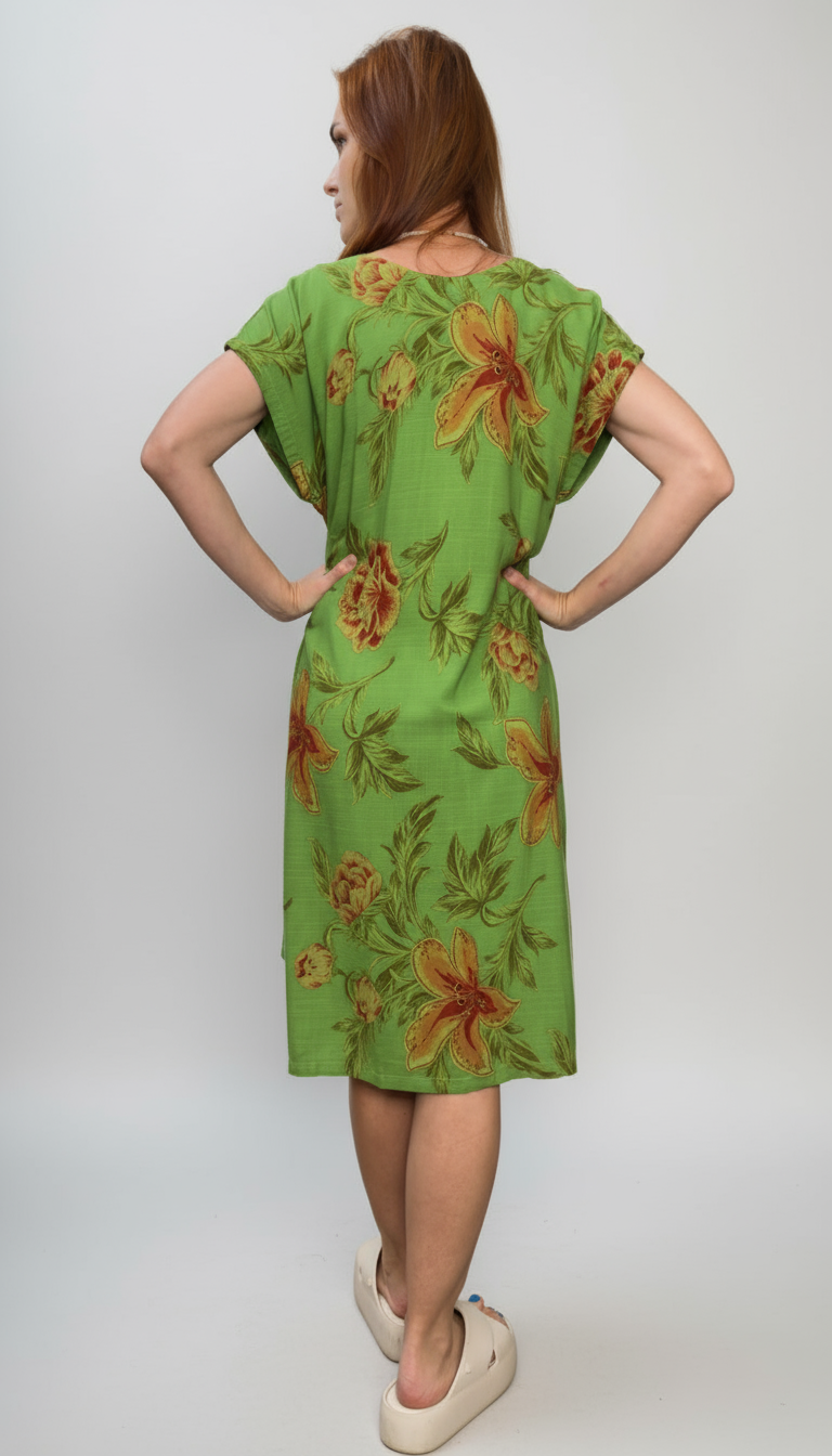 Vestido curto com barra mullet e ajuste na cintura