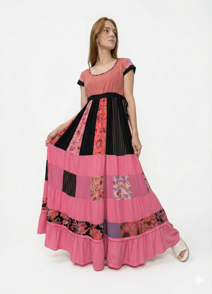 Vestido exclusivo todo em patchwork