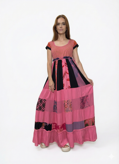 Vestido exclusivo todo em patchwork