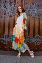 Vestido gola v com cinto para ajuste 